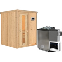 Karibu Sauna Norin mit Fronteinstieg 68 mm-9 kW Bio-Kombiofen