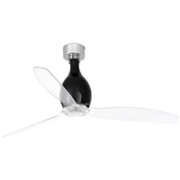 FARO Mini Eterfan 128 cm Deckenventilator schwarz glänzend/transparent inkl.