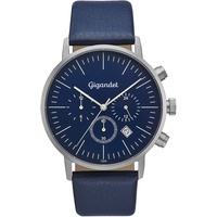 Gigandet Quarzuhr Multifunktion Edelstahl Lederband Silber Blau Minimalism III