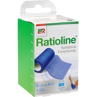 Ratioline acute Fixierbinde kohäsiv 8 cmx4 m blau