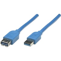 Manhattan USB 3.0 Verlängerungskabel A/A blau 2m